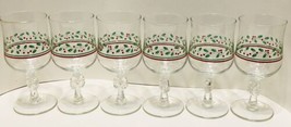 Vintage Arbys Holly Berry Wine or Water Goblet Set of 6 - Collectible 6.75"H - $37.62