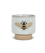 Embossed Bee Planter Pot  27-CRITTER-844-MD 4 X 4&quot; Ceramic White Natural... - €18,71 EUR