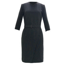 Boss By Hugo Boss Printed Belted Knee-Length Dress In Wool Women Black Size 4 - $116.85