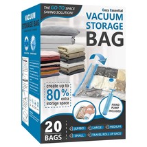 20 Pack Vacuum Storage Bags, Space Saver Bags (4 Jumbo/4 Large/4 Medium/... - $46.99
