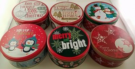 Christmas Holiday Round Cookie Tins Nesting Metal Gift Boxes Set A, Select: Them - £2.38 GBP