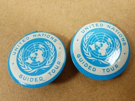 Vintage 1950&#39;s Lot of 2 United Nations Guided Tour pins badges lapels - £19.78 GBP