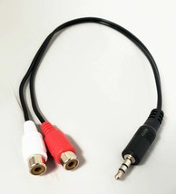 3.5mm Aux Male to Dual Female RCA Audio A/V Adapter Cable 16" Headphones Cord - $6.53