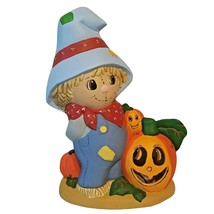 Halloween Ceramic 10 in Jack &#39;O Lantern Pumpkins Scarecrow Figurine Hand Painted - £12.23 GBP