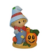 Halloween Ceramic 10 in Jack &#39;O Lantern Pumpkins Scarecrow Figurine Hand... - £12.29 GBP