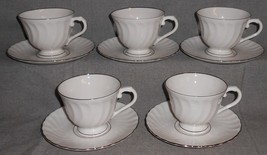 Set (5) Syracuse Wedding Ring Pattern Cuos And Saucers - £39.56 GBP