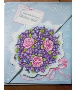 Vtg Wallace / Brown Pansy &amp; Roses Cutout Bouquet Congratulations  Card 1... - £3.95 GBP