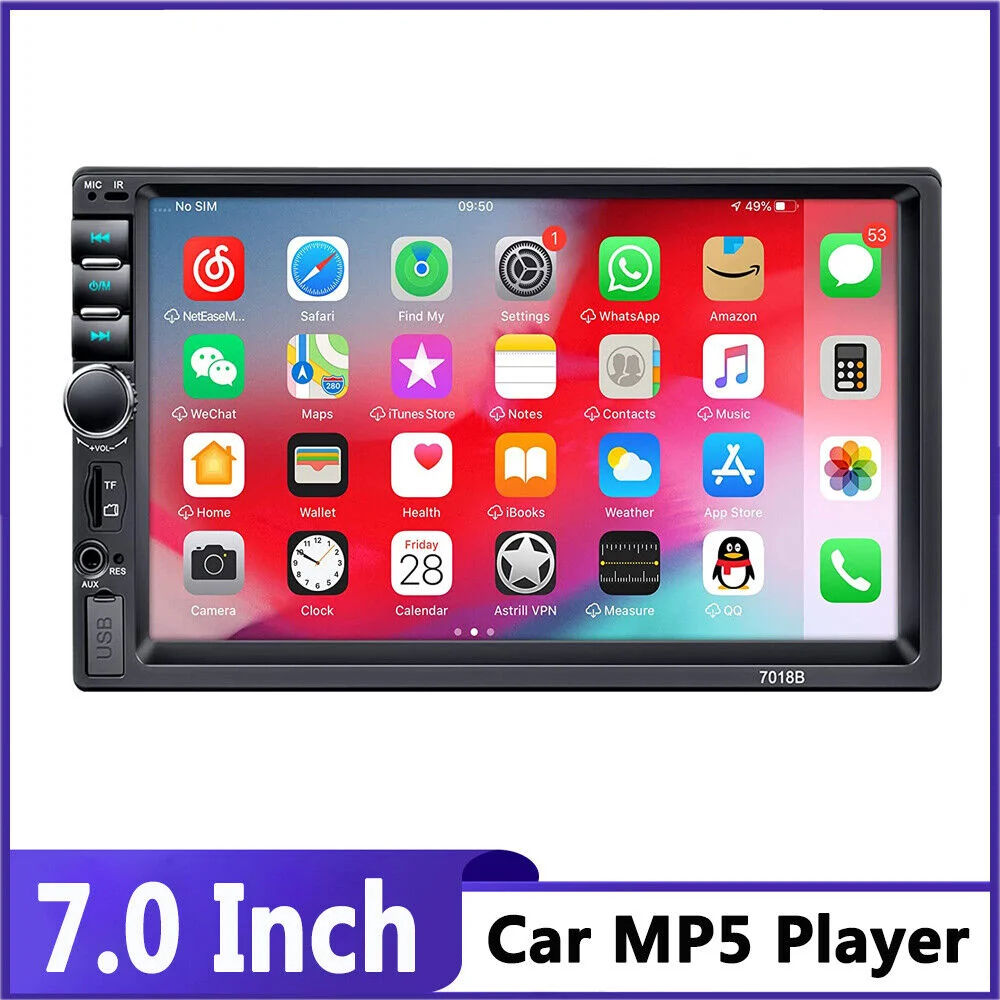 2 Din Car Radio 7&quot; HD Touch Screen Audio Stereo 7018B Video MP5 Multimedia - £47.98 GBP+
