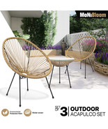 3 Pcs Bistro Set [2 Acapulco Chairs+Tempered Glass Side Table] Outdoor F... - £215.45 GBP