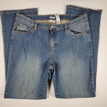 Liz Claiborne Classic Fit Straight Leg Jeans Size 14 Mid Rise Stretch Denim Blue - £13.59 GBP