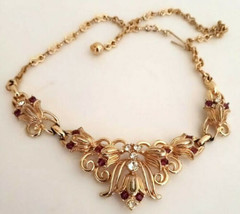 Vintage Necklace Rhinestone Goldtone  - £15.42 GBP