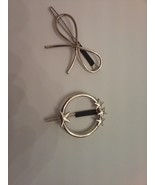 2 pcs Metal Hair Clips Hairpins Silver 2.5&quot; round with stars and bow - $4.94