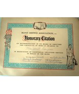 Vintage Blind Service Association Honorary Citation 1962 - $5.99