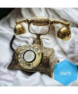 Nautical Engraved flower theme Brass Vintage Rotary Phone Old Fashioned ... - $75.59