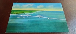 Mackinac Straits Bridge Mackinaw City St Ignace Michigan Postcard PM Manistique - £2.78 GBP