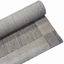 Geometric Grid Steel Gray 100% Wool Handmade 4x6ft Living Room Handloom Rug - £321.67 GBP