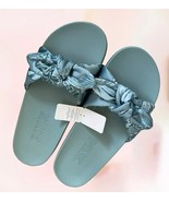 Victoria’s Secret Pink Green SATIN BOW Single Strap SLIDES TROPICAL Larg... - $25.69