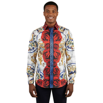 Men's Sports Shirt By Barocco Fashion Printed Long Sleeves Soft Feel EFS78 Multi image 6