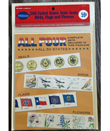 Vintage Whitman #6612 Stamp Labels 200 US State Seals, Birds, Flags &amp; Fl... - £7.91 GBP