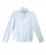 Rafaella Womens Large Ivory 1/2 Zip Rib Mock Neck Pullover Comfy Cotton ... - $23.27 CAD