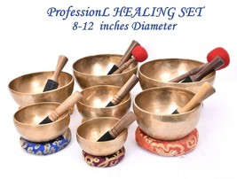 8-12 inches Dim singing bowl set of 7 - Chakra healing Tibetan singing Bowl set - £642.57 GBP