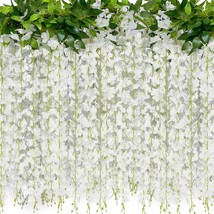 40 Branches Wisteria Hanging Flowers 6 Feet Artificial White Wisteria Vine Silk  - £27.17 GBP