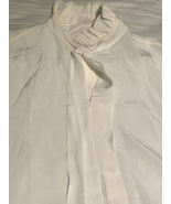 Banana Republic Ruffle Tie Neck Blouse Medium White 100% Silk - $40.00