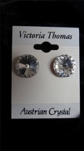 Victoria Thomas Crystal Round Rivoli Rhinestone Surgical Steel Post Earr... - $19.99