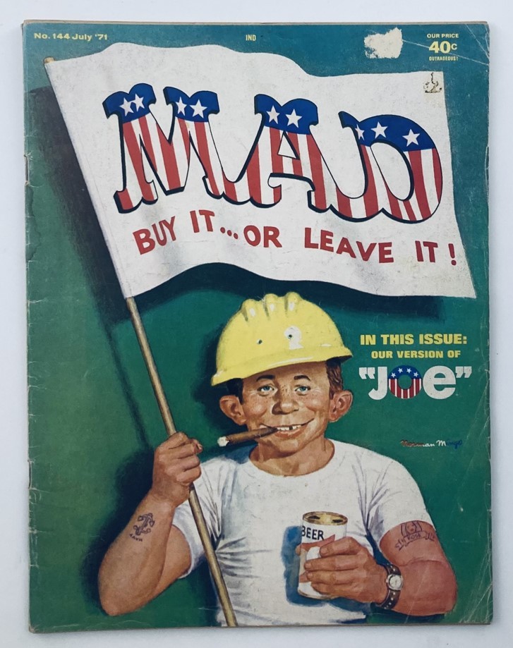 Primary image for Mad Magazine July 1971 No. 144 Alfred Neuman as Joe 2.0 Good No Label
