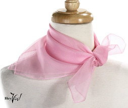 Light Pink Sheer Chiffon 50s Style Scarf- 21&quot; Square for Neck Head Hair -Hey Viv - £8.43 GBP