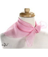 Light Pink Sheer Chiffon 50s Style Scarf- 21&quot; Square for Neck Head Hair ... - £8.43 GBP