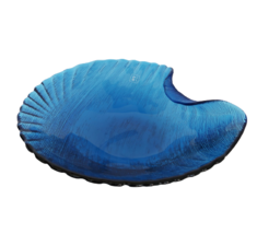 IVV Italy Blue art glass hand blown scalloped sea shell inspired bowl - $49.99