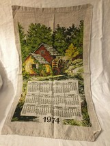 Vintage Cloth Calendar 1974 Wall Hanging Linen Cloth Material/Dish Towel Rag - £4.10 GBP