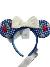 Disney Parks Minnie Mouse Ears Headband Floral Flower Gingham Cottage Bo... - $18.81