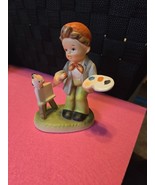 Vintage Napcoware Boy Painting Figurine Japan #9484 - $24.37 CAD