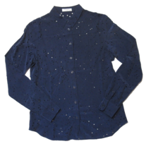 NWT Equipment Audrey in Peacoat Blue Star Cutout Silk Button Down Shirt XS - £63.94 GBP