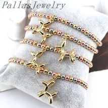 10Pcs High Quality Copper Beads Chain Bracelet With Fashion Gold Balloon Dog Sha - £42.00 GBP