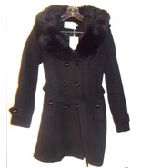 Sz XS/S - Meishangnvhai Modern Urban Women Black Coat w/Removeable Fur C... - £58.03 GBP