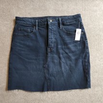 Old Navy High Rise Secret Slim Pockets Denim Skirt Womens Sz 8 Blue Raw Hem NEW - £19.72 GBP