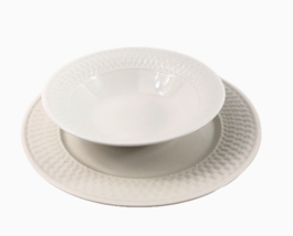 Pfaltzgraff Traditions White Weave Design Serving Platter 12.5&quot; Bowl 9&quot; - £27.80 GBP