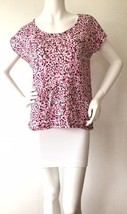 Michael MICHAEL KORS Pink/Black/White Tiny Floral Print Short Sleeve Top (Size M - £11.90 GBP