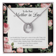 To Mother-in-Law Second Mom Lucky Horseshoe Necklace Message Card 14k w CZ Cryst - £49.32 GBP
