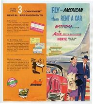 Fly American Then Rent a Car National Avis Hertz Brochure 1950's - $11.88