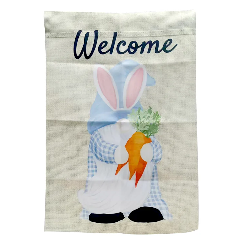 Welcome Bunny-Gnome Garden Flag- 2 Sided, 12.5&quot; x 18&quot; - £6.25 GBP