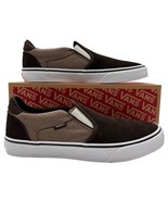 Vans Asher Deluxe Shoes Men&#39;s 9.5 Cozy Knit Coffee Skater Slip On Sneake... - $49.39