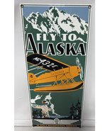Fly to Alaska Washington Airways Heavy Duty U.S.A Made Metal Advertising... - £54.26 GBP