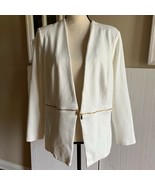 Premise Woman XL (12-14) Ivory Jacket Blazer Gold Zipper Trim - €34,74 EUR+