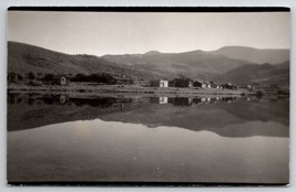 RPPC Log Cabin Houses Mountains Mirrored on Lake c1915 Real Photo Postcard J27 - £11.18 GBP