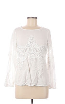 Altar&#39;d State White Rayon Lace inset Sleeves and Lace Front Long Slv Top Small - £23.64 GBP