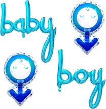 Baby Boy Foil Mylar Balloon Baby Shower Gender Reveal Party Decorations, 4 ct - £3.94 GBP